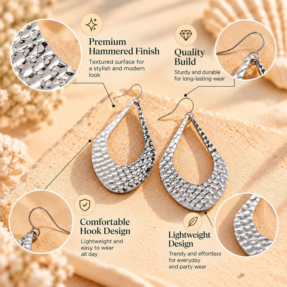 Grace Shine- Metallic silver dangler earrings