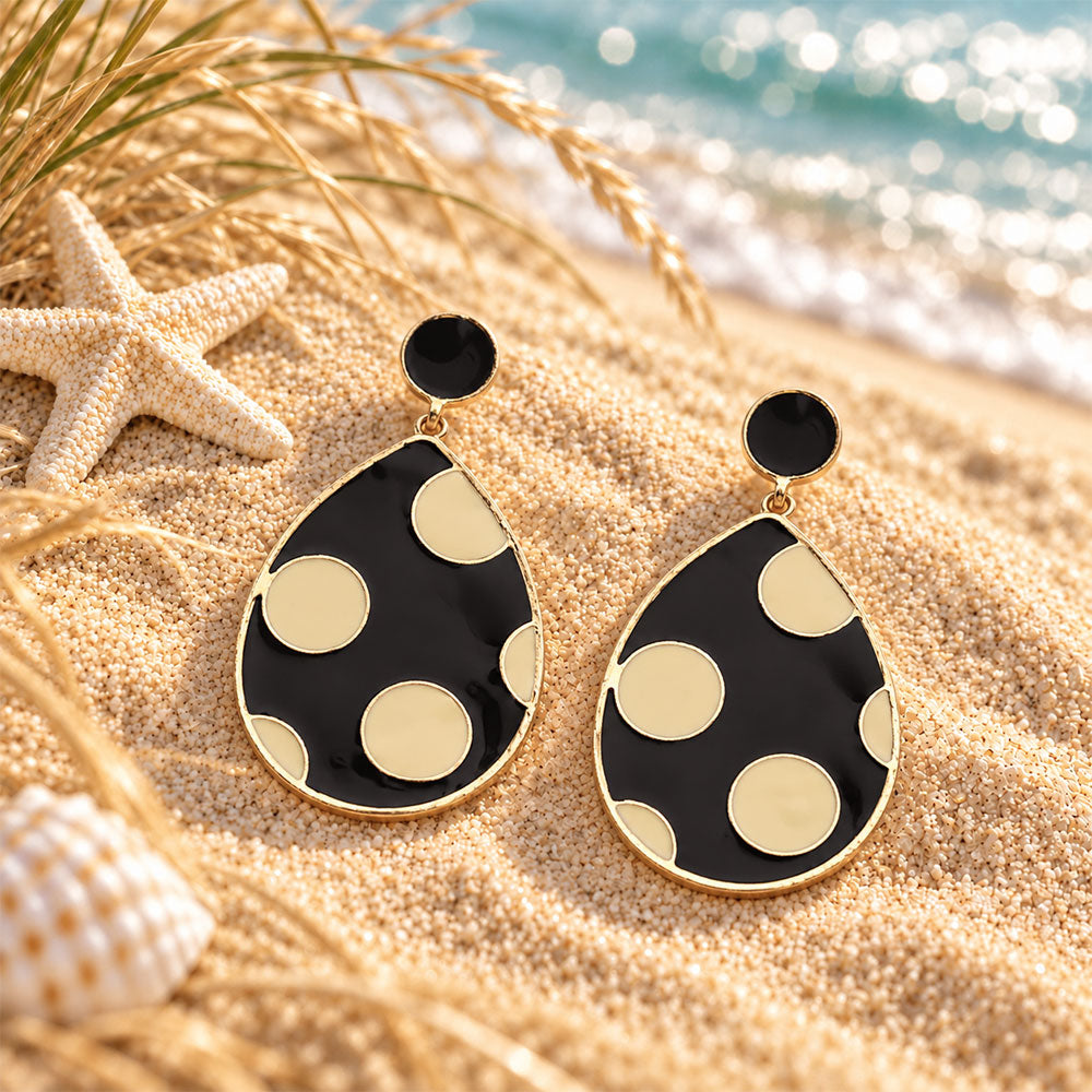 Polka pretty- Polka dotted dangler earrings