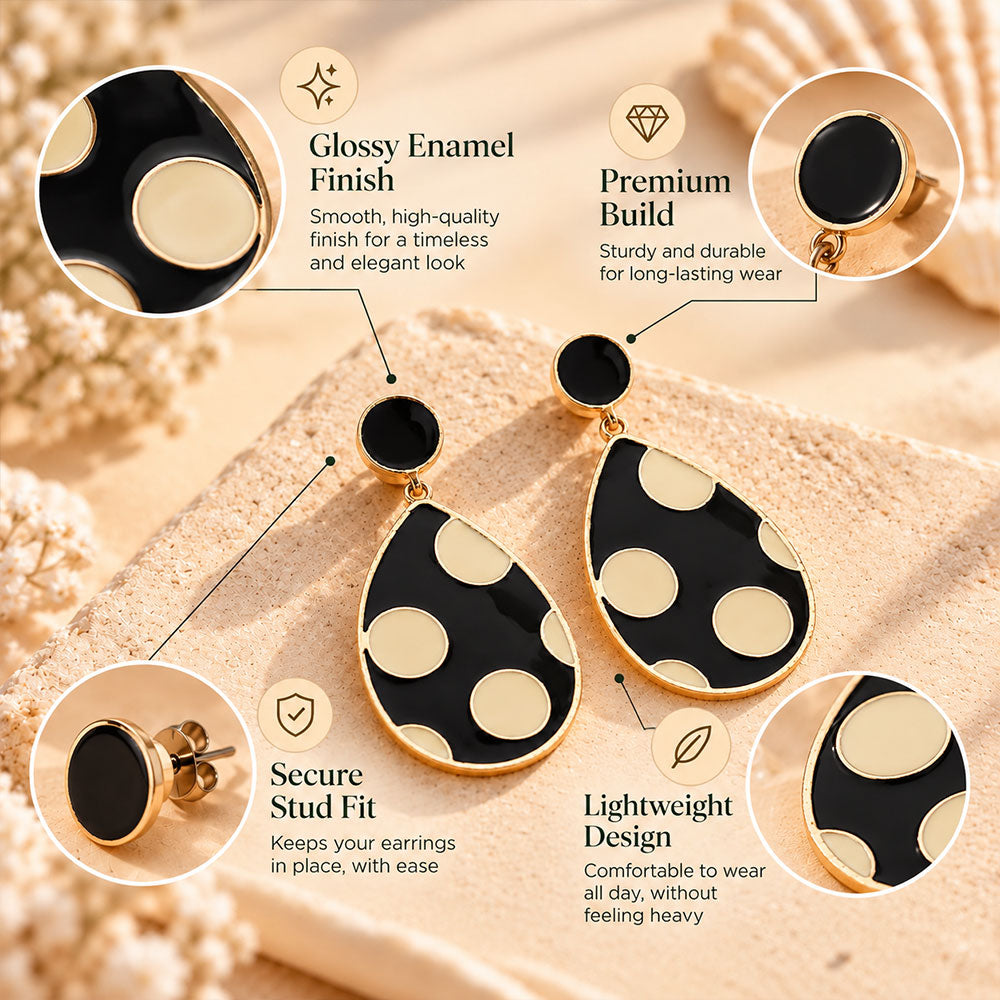 Polka pretty- Polka dotted dangler earrings