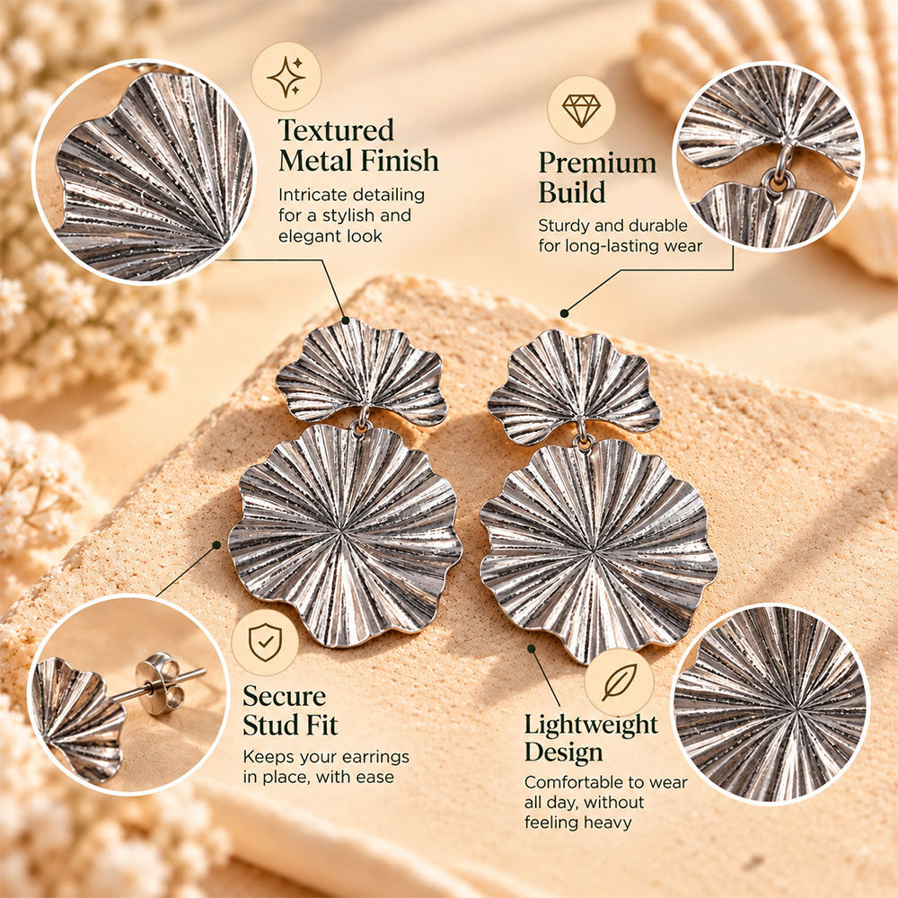 Flawless fora- Silver floral studs