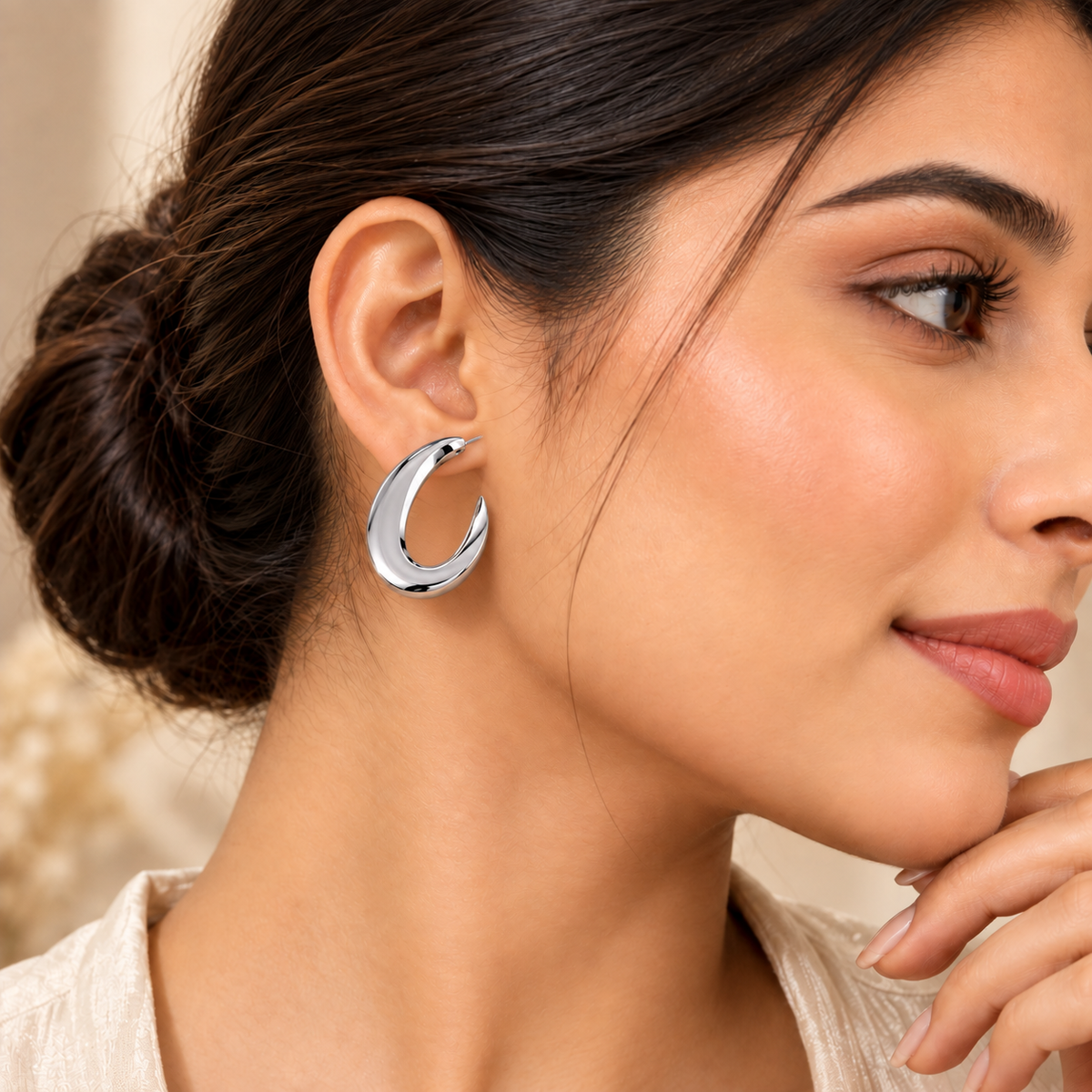 Shore Light- Silver hoop earrings