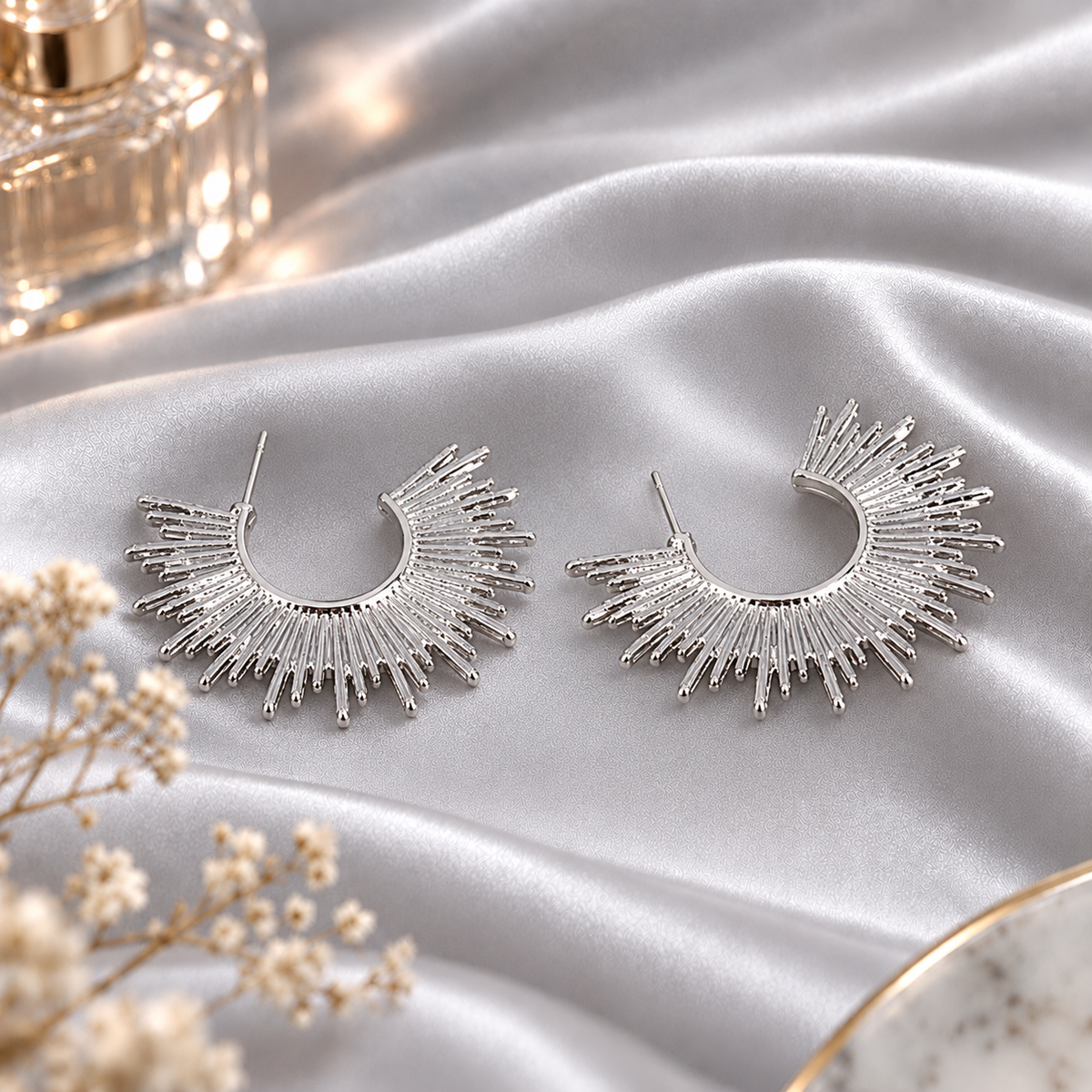 Silver Ray- Silver stud earrings