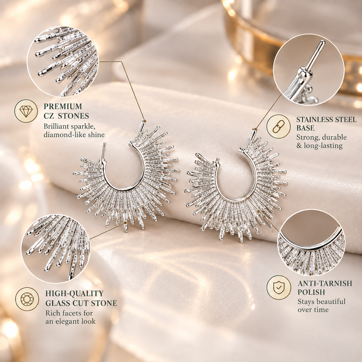 Silver Ray- Silver stud earrings