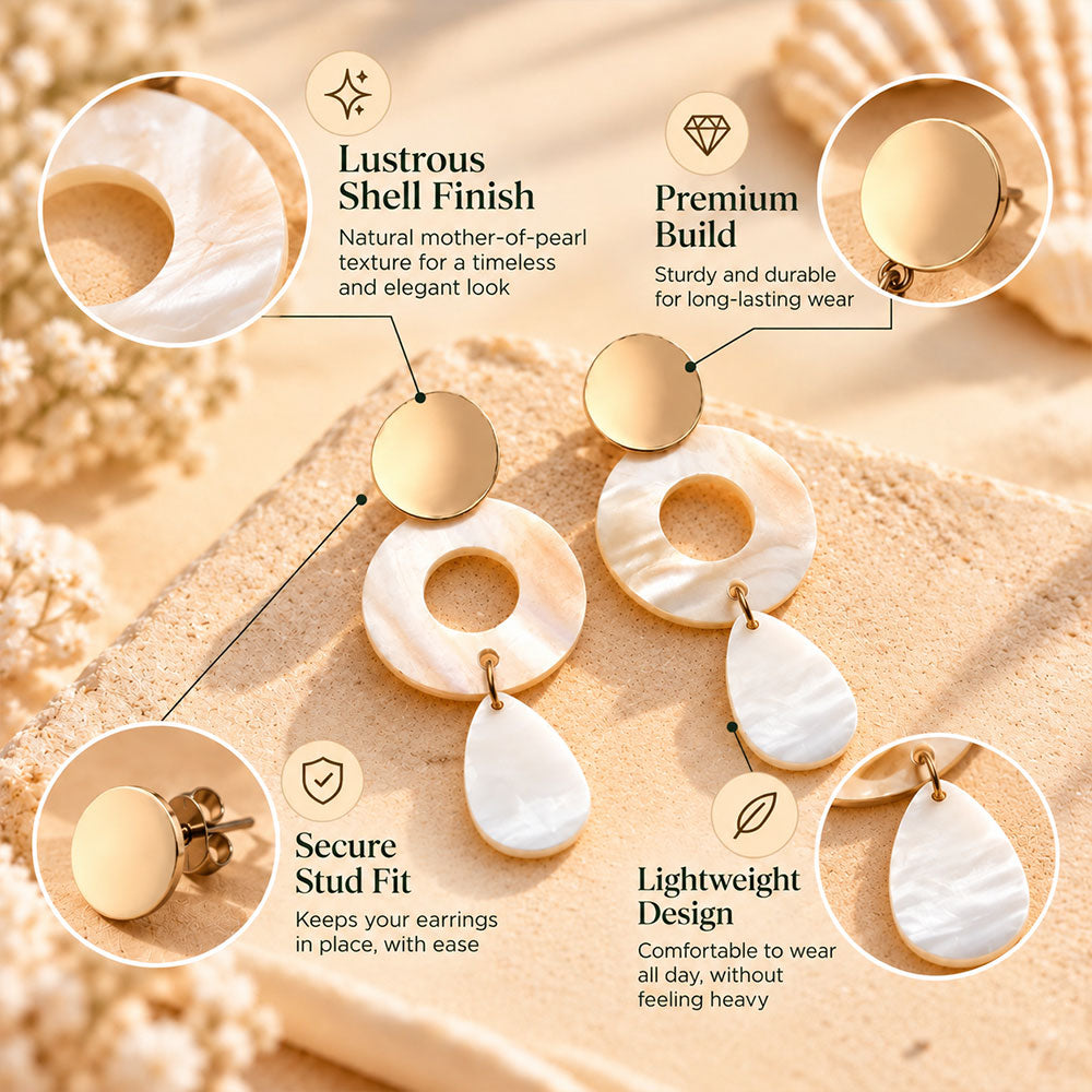 Golden Curve- Marble texture Dangler earrings