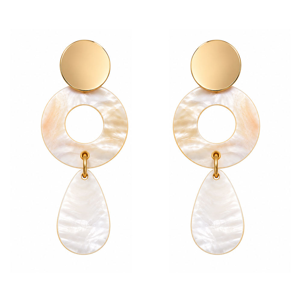 Golden Curve- Marble texture Dangler earrings