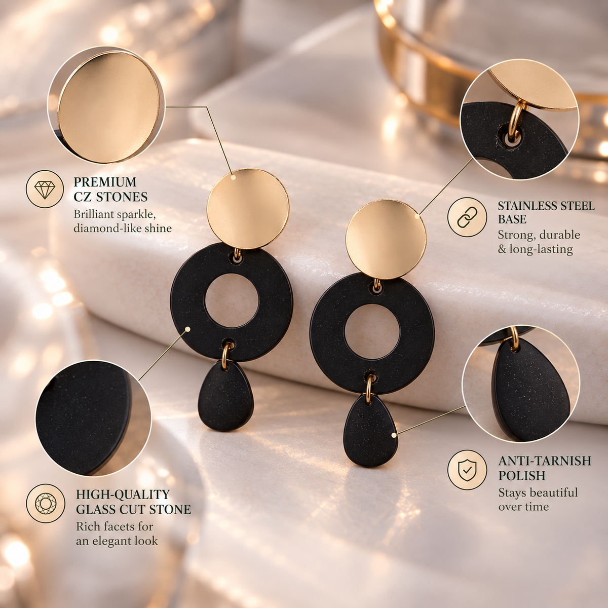 Sculpted Calm- Marble texture Dangler earrings