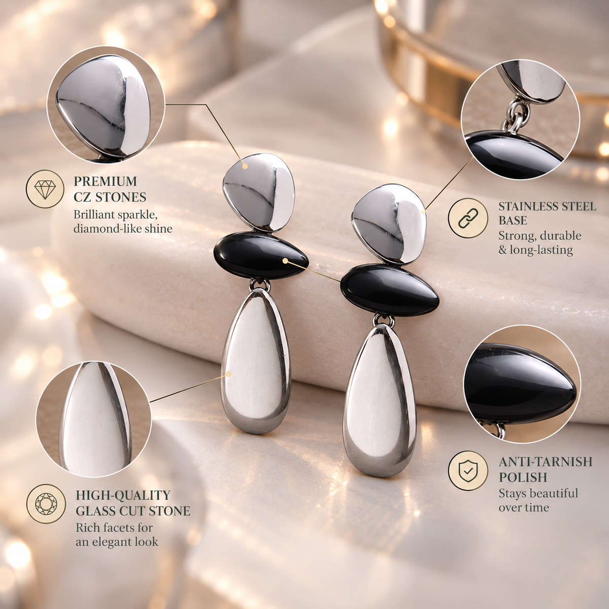 perfect pebbles- Metallic dangler earrings