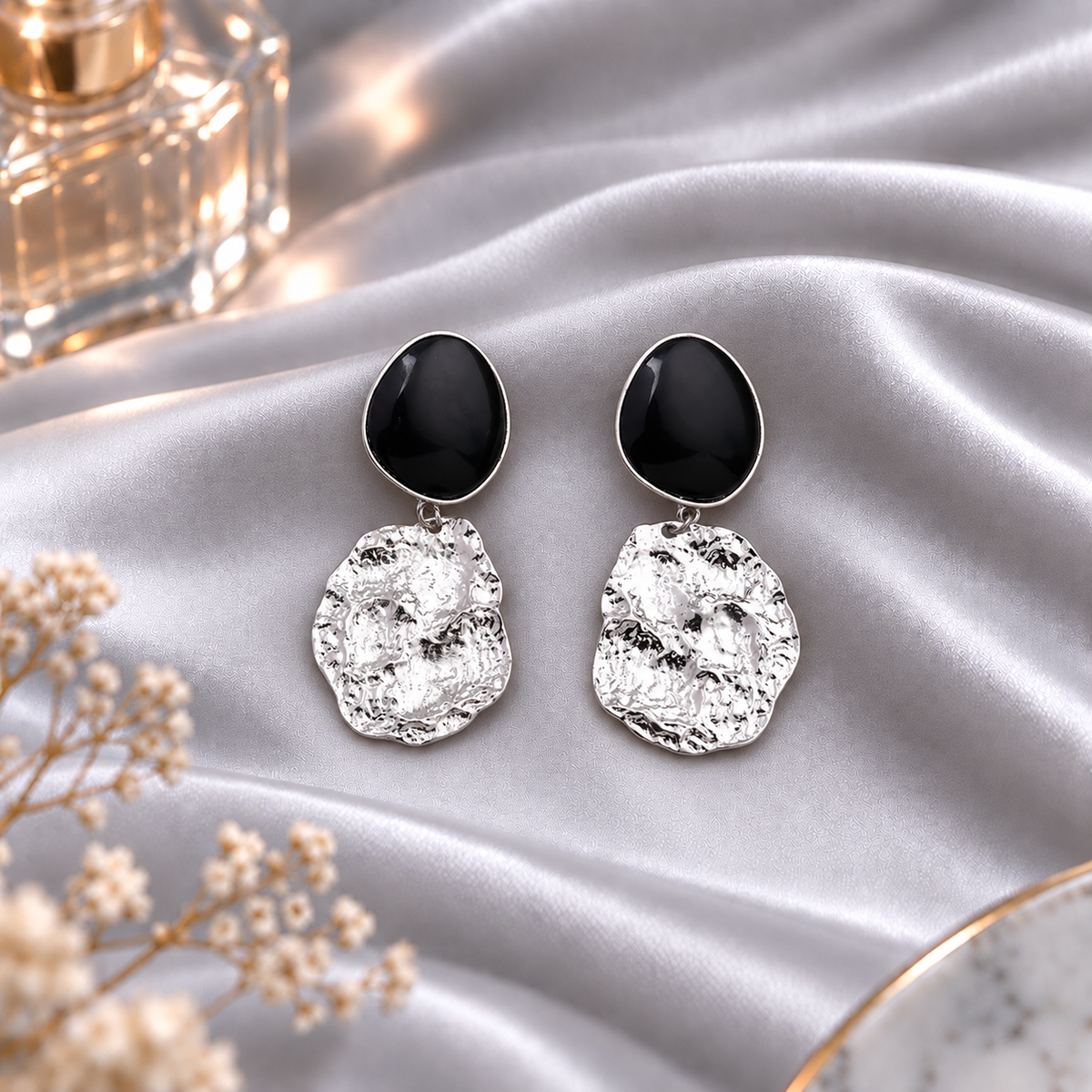 Dark Rays- Black dangler Earrings