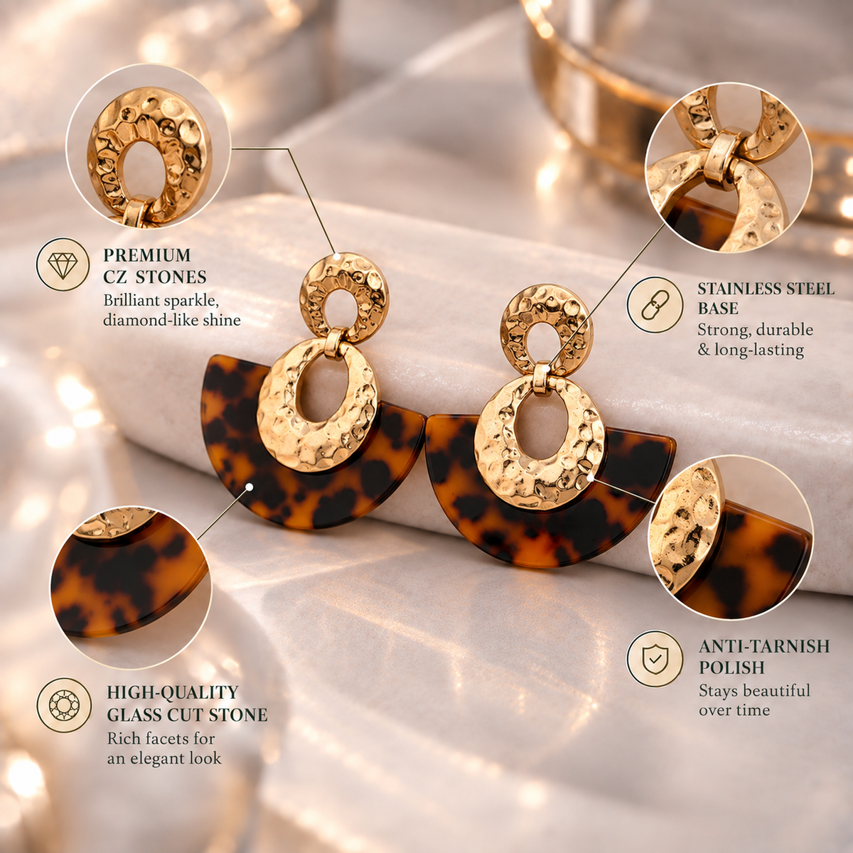 Gleam and shine- Golden metallic dangler earrings