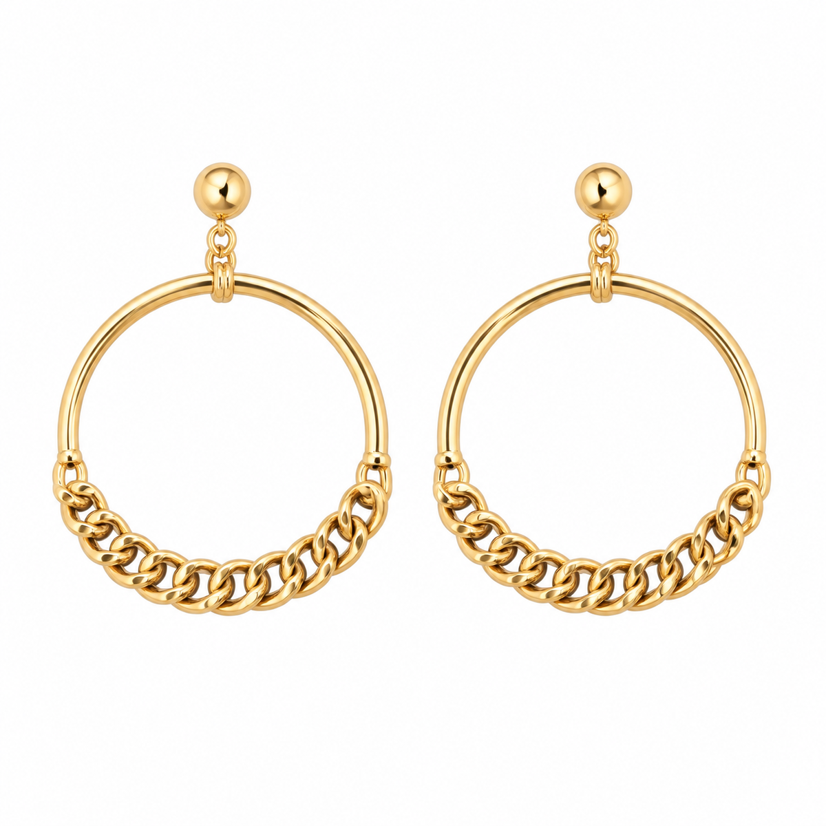 Golden Thread- Golden framed Hoops Earrings