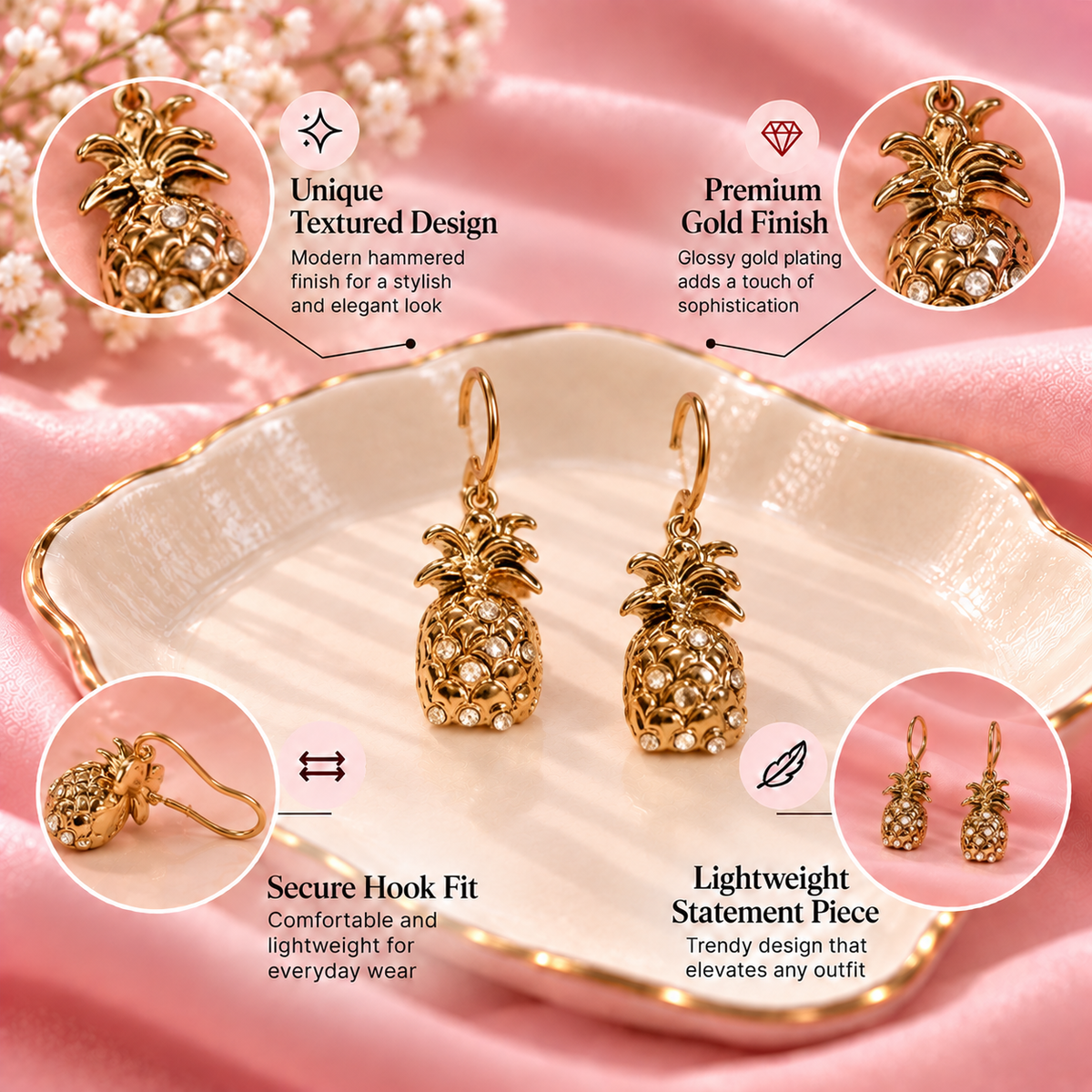 Golden Edge- Golden Dangler Earrings