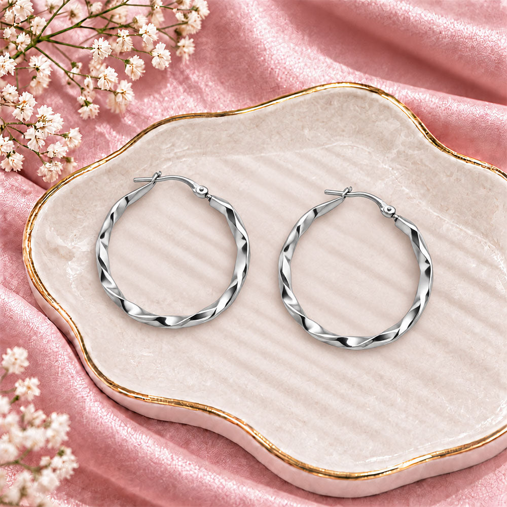Golden Bloom- Twisted metallic hoop earrings