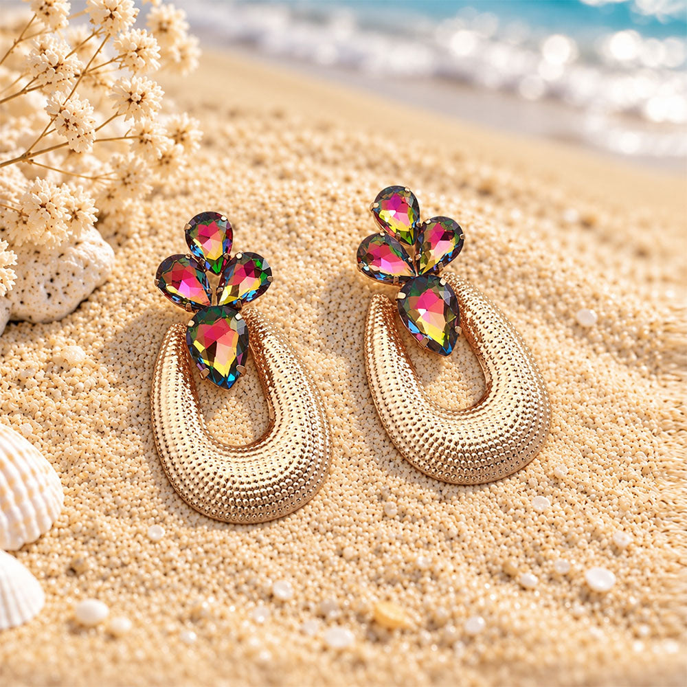 Shiny Plume- Stone studded Dangler earrings