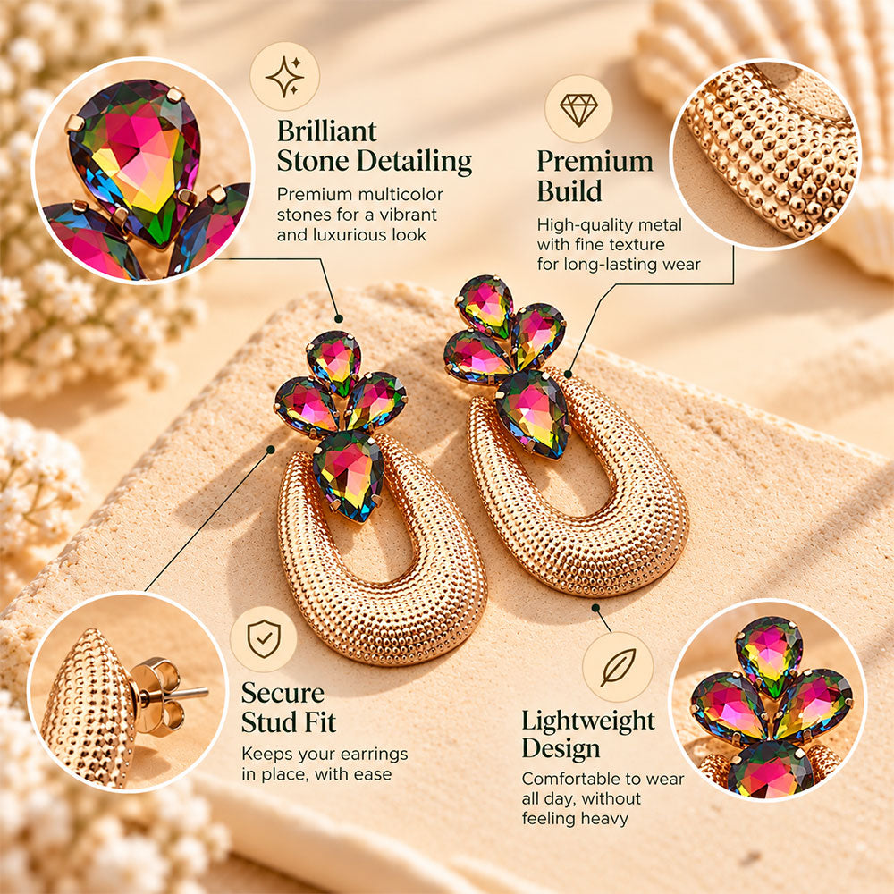 Shiny Plume- Stone studded Dangler earrings