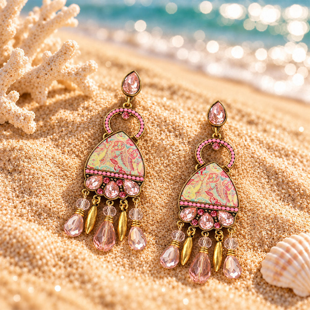 Stone strands: Hanging stones Hand painted dangler Earrings