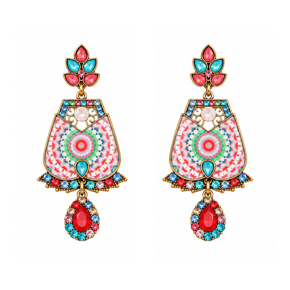 Colour Rus- Colorful stone studded Dangler Earrings