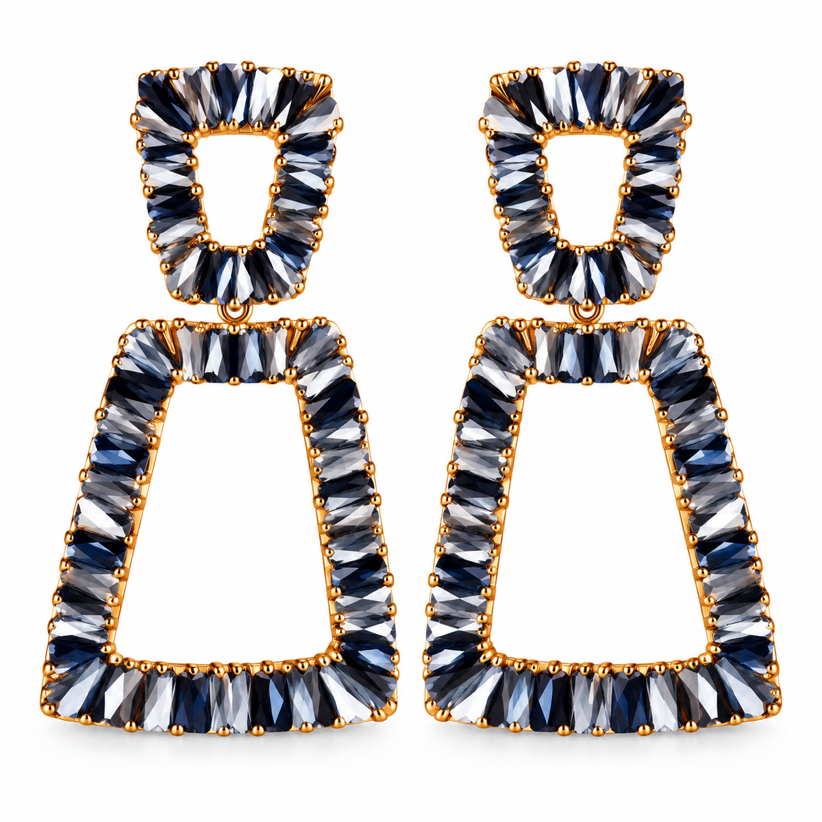 Pop Thread- Stone studded dangler earrings(Black)