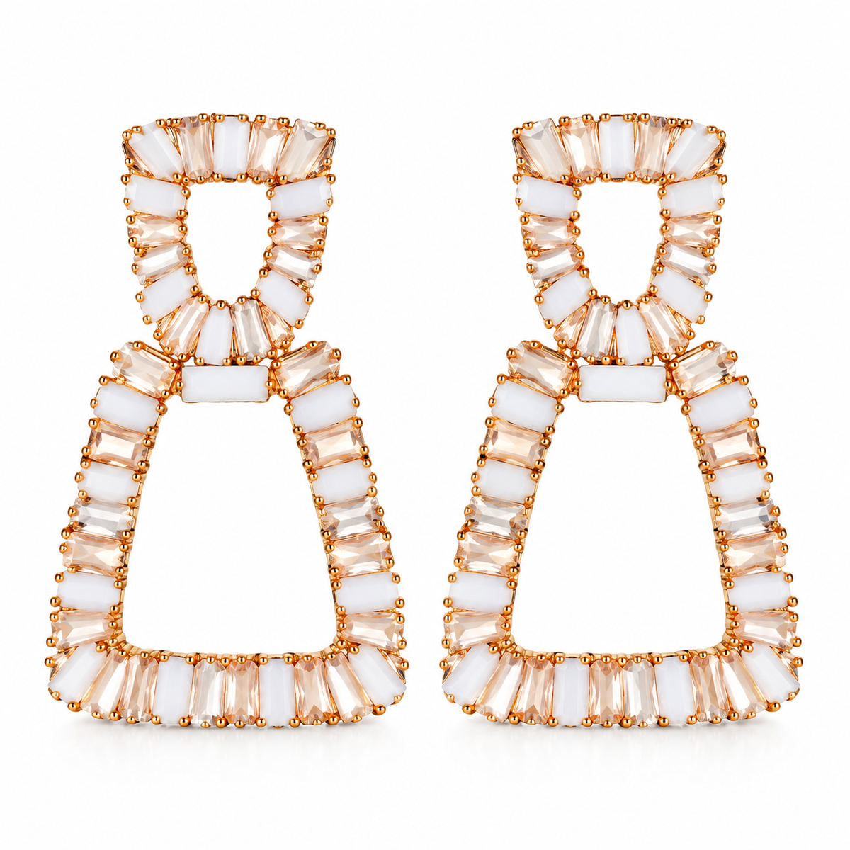 Pop Thread- Stone studded dangler earrings(Baby Pink)