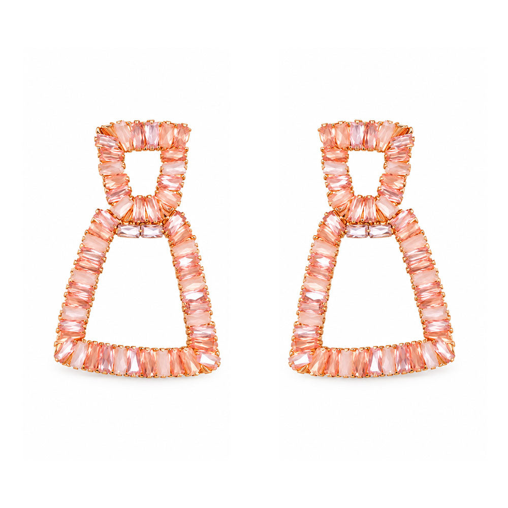 Pop Thread- Stone studded dangler earrings(Baby Pink)