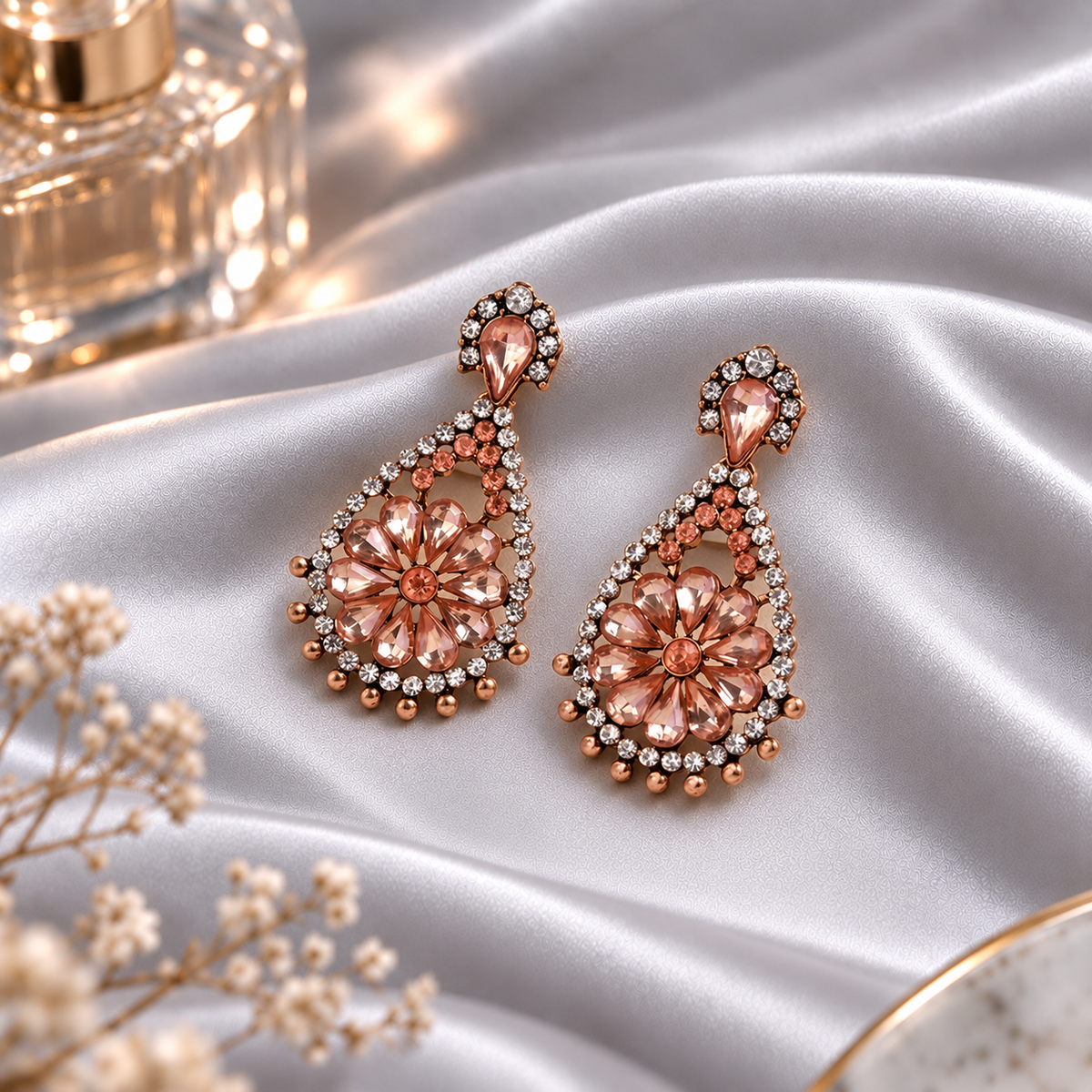 Golden glow- Stone framed Dangler earrings