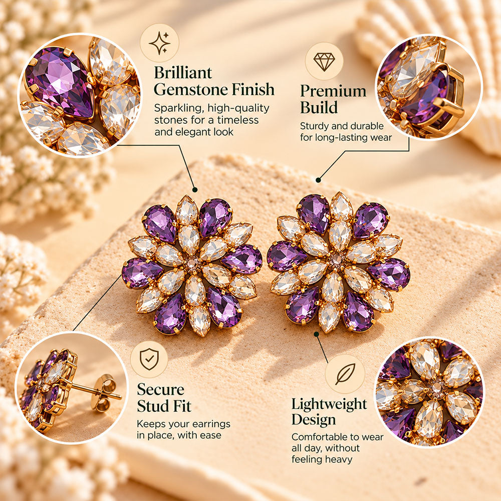 Royal bloom- Stone studded Stud earrings