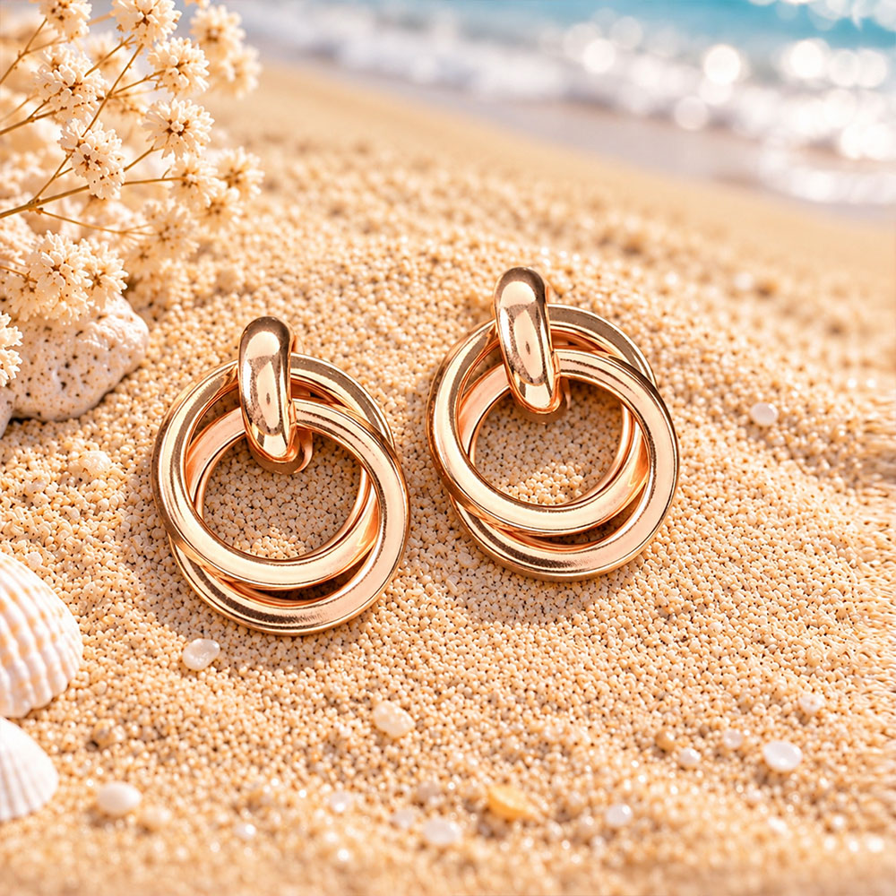 Sleek spiral- Golden rings Stud Earrings