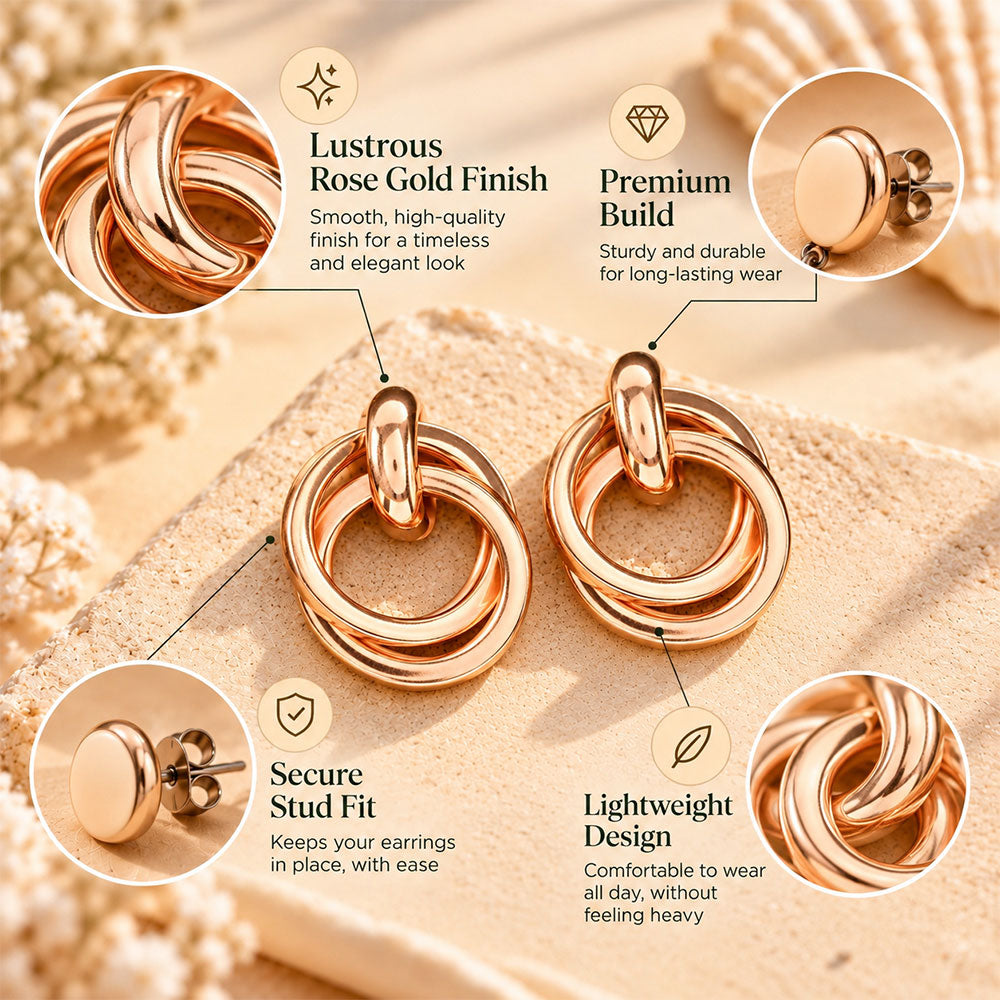 Sleek spiral- Golden rings Stud Earrings