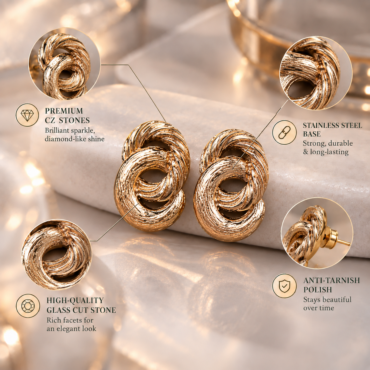 Loop Locked- loop Stud earrings