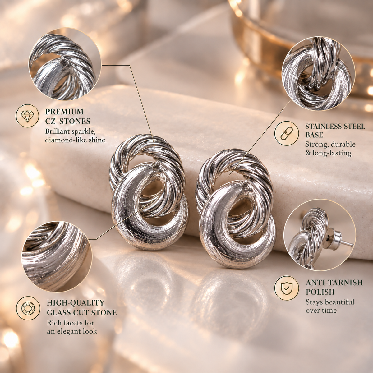 Loop Locked- loop Stud earrings