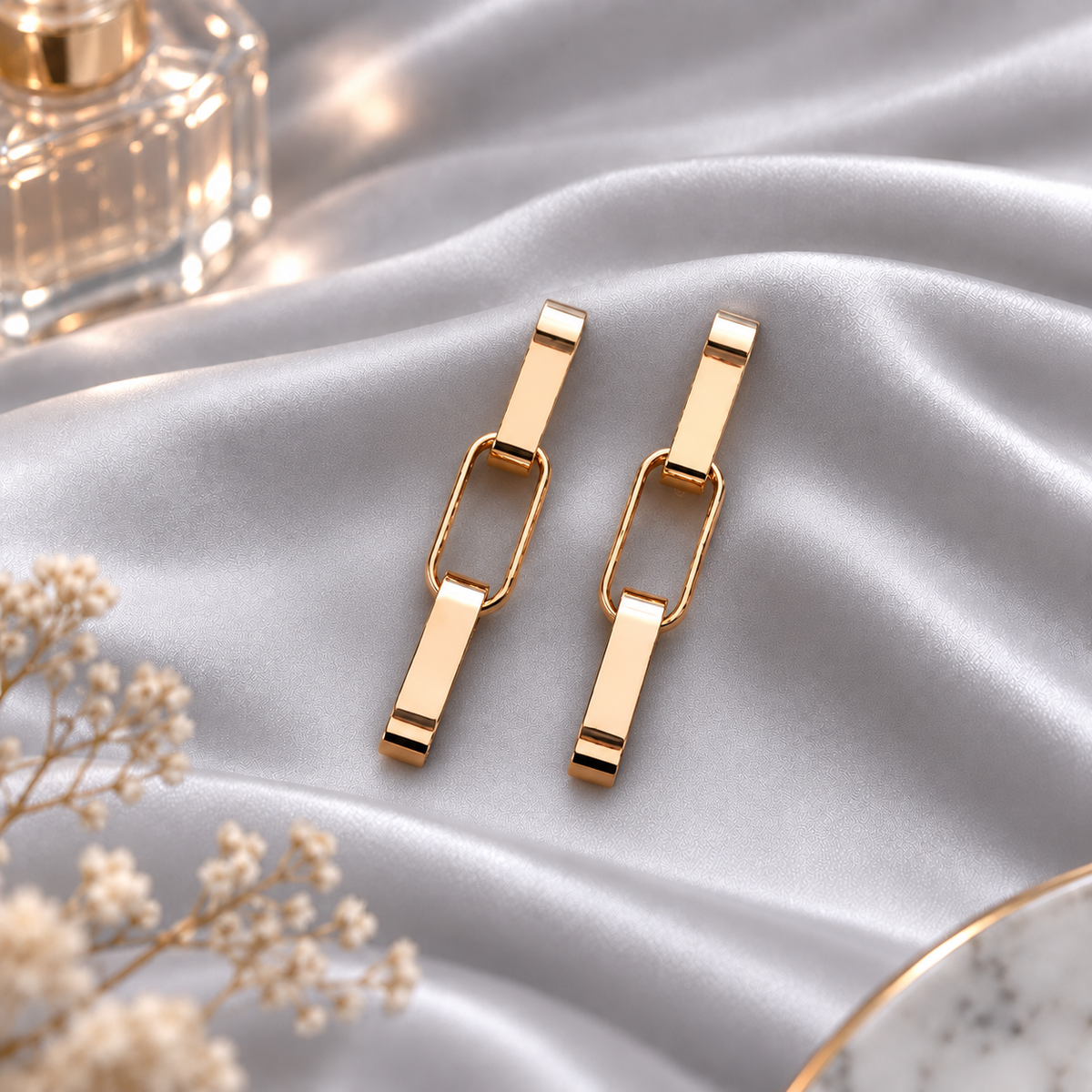 Chain Charm- interlocked chain dangler earrings