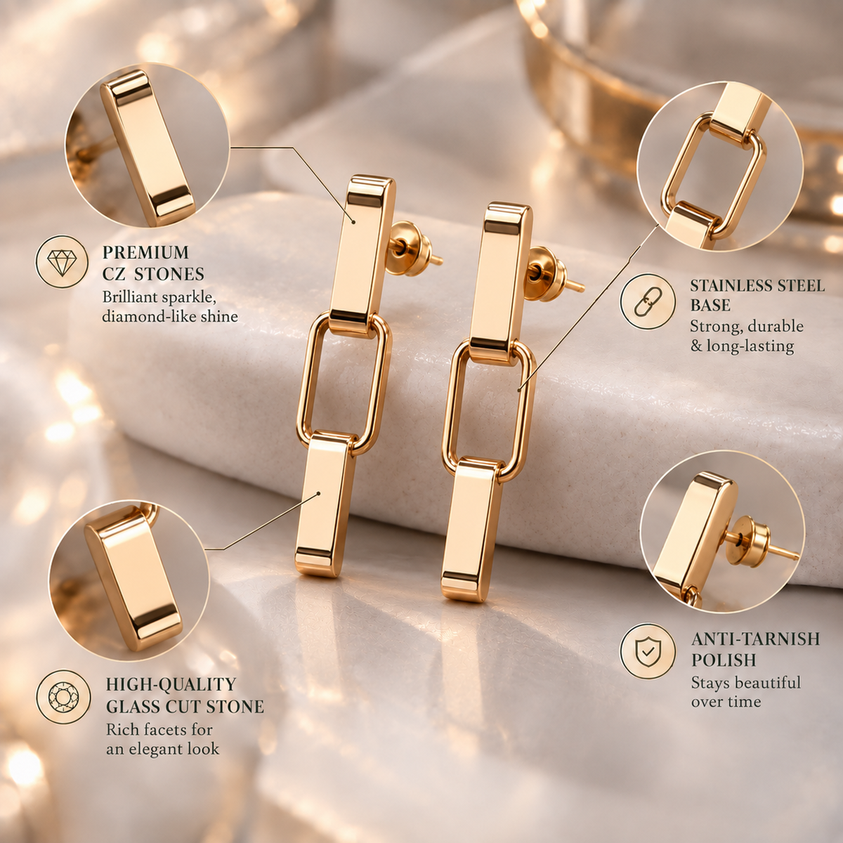 Chain Charm- interlocked chain dangler earrings
