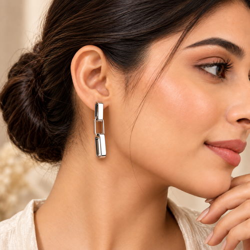 Chain Charm- interlocked chain dangler earrings