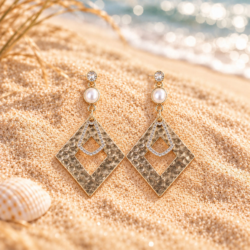 Desert Bloom- Diamond shaped Dangler earrings