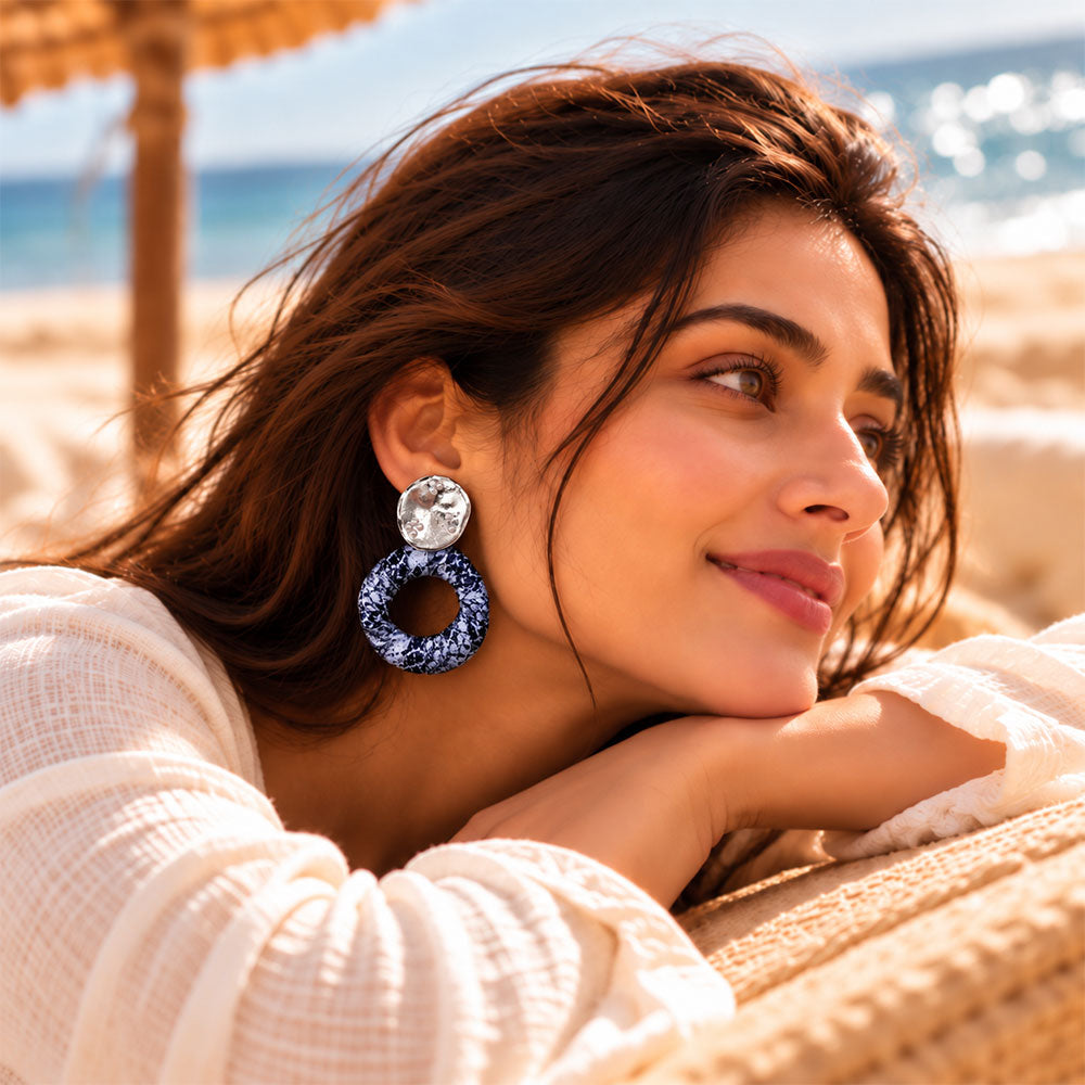 Horizon Bloom- Barble textured Dangler Earrings