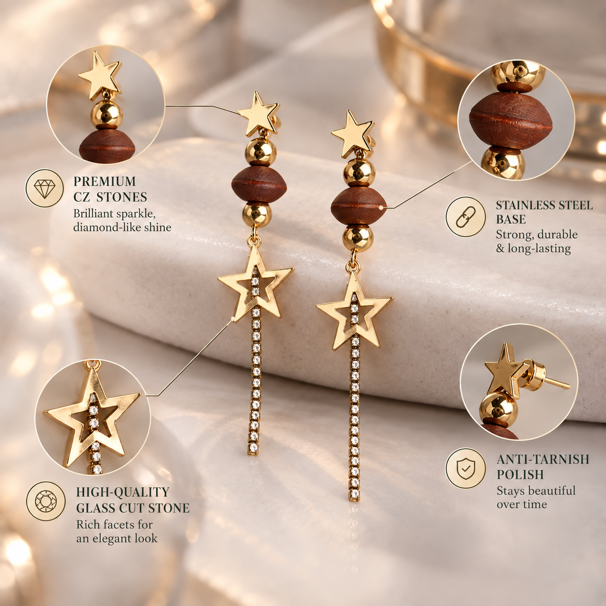 Shine star- Star shaped dangler earrings