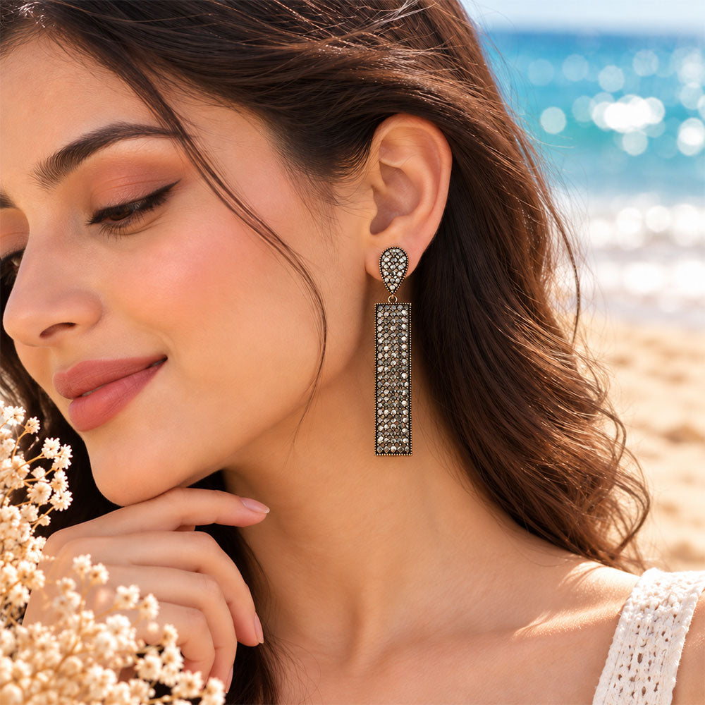 Eternal Glow- Stone studded dangler earrings