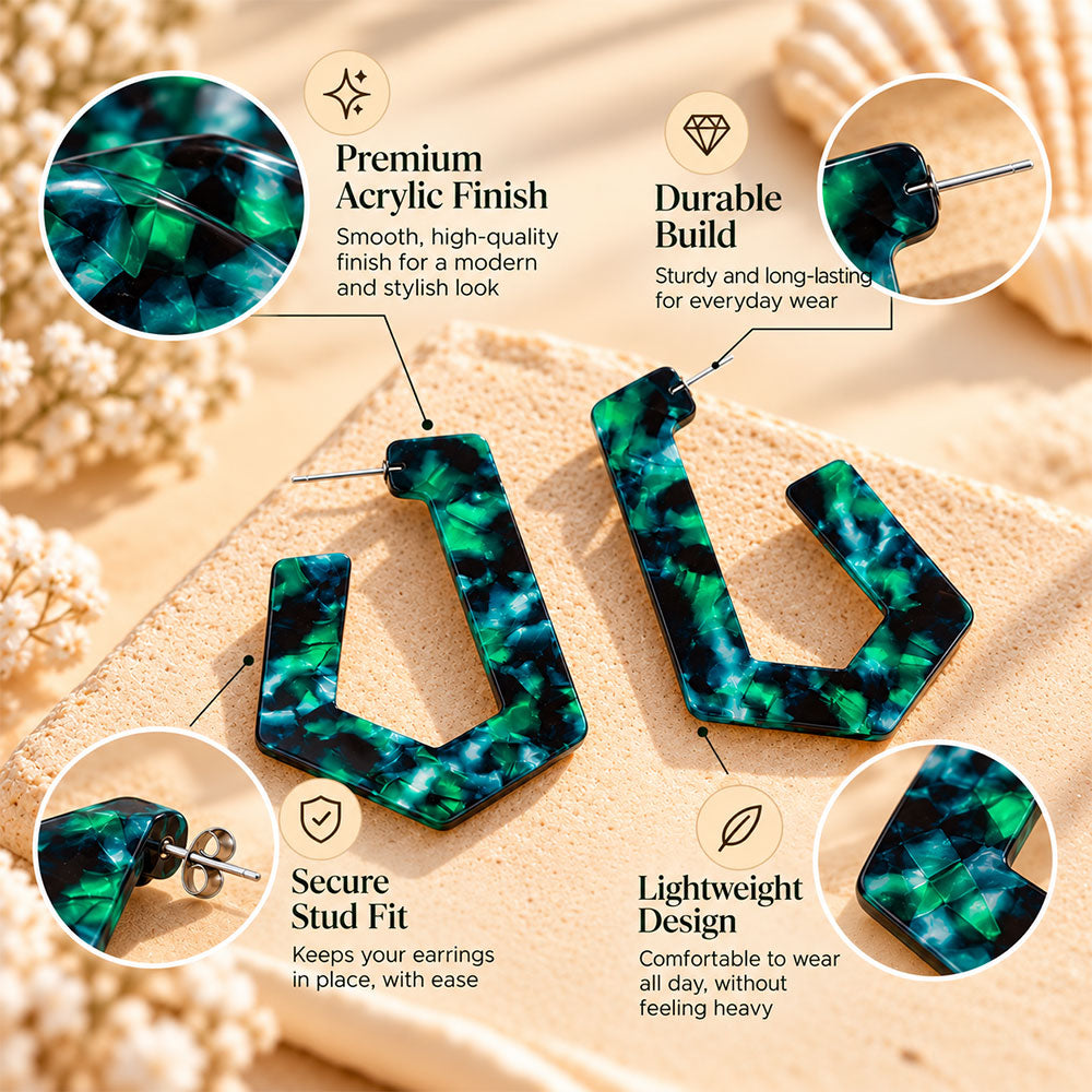 Stone Whisper- Marble Textured Hoop Earrings