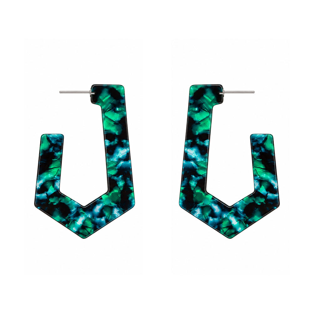 Stone Whisper- Marble Textured Hoop Earrings