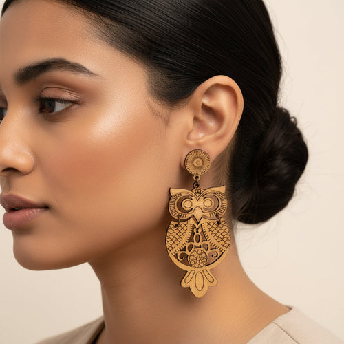 Awesome owl- Owl shpaed dangler earrings