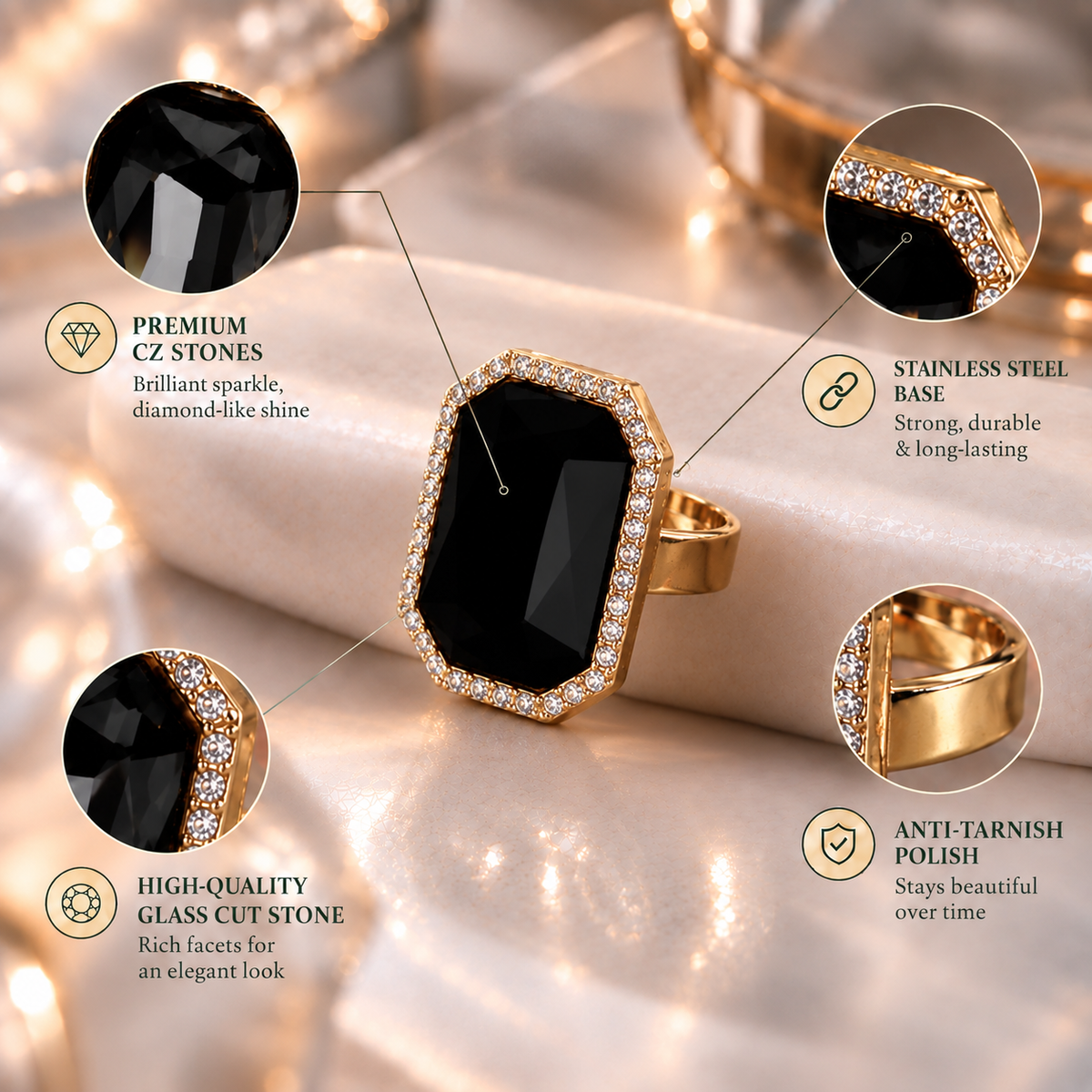 Auric Glow- Stone studded ring