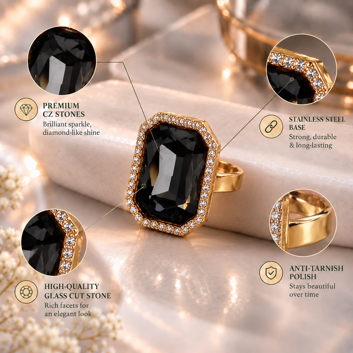 Auric Glow- Stone studded ring
