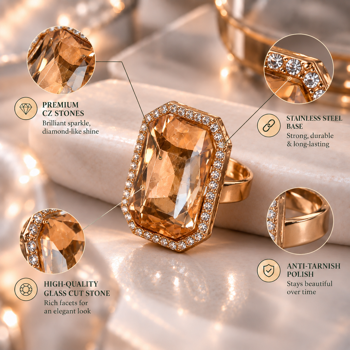 Auric Glow- Stone studded ring