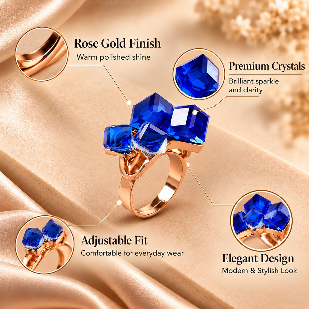 Crystal Loop- Stone studded metal ring