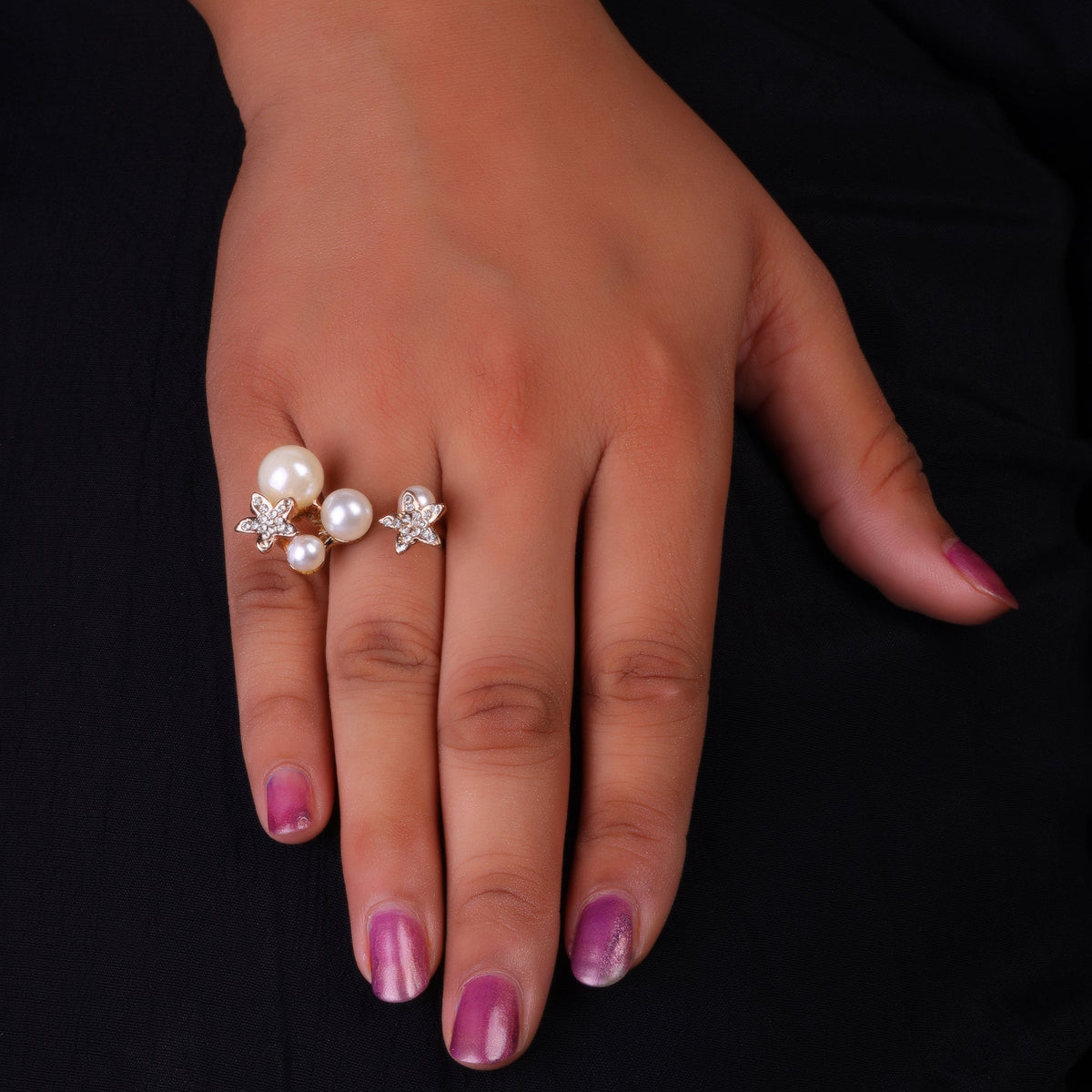 Twilight Spark- Peal studded Ring