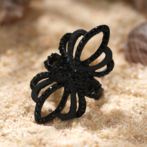 Aura Bloom- Black Metallic Ring