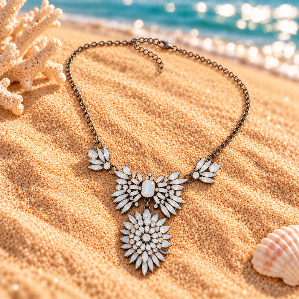 Formed Light- Stone studded statement neckpiece