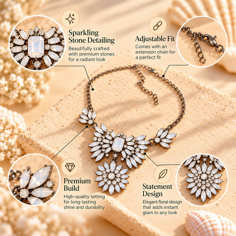 Formed Light- Stone studded statement neckpiece