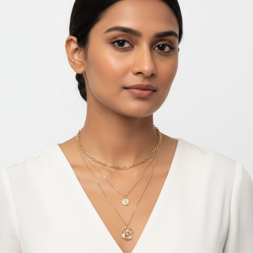 Dawn Thread- golden  layered necklace