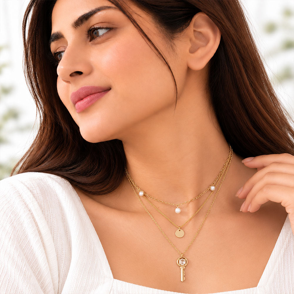 Amber Flow- golden  layered necklace