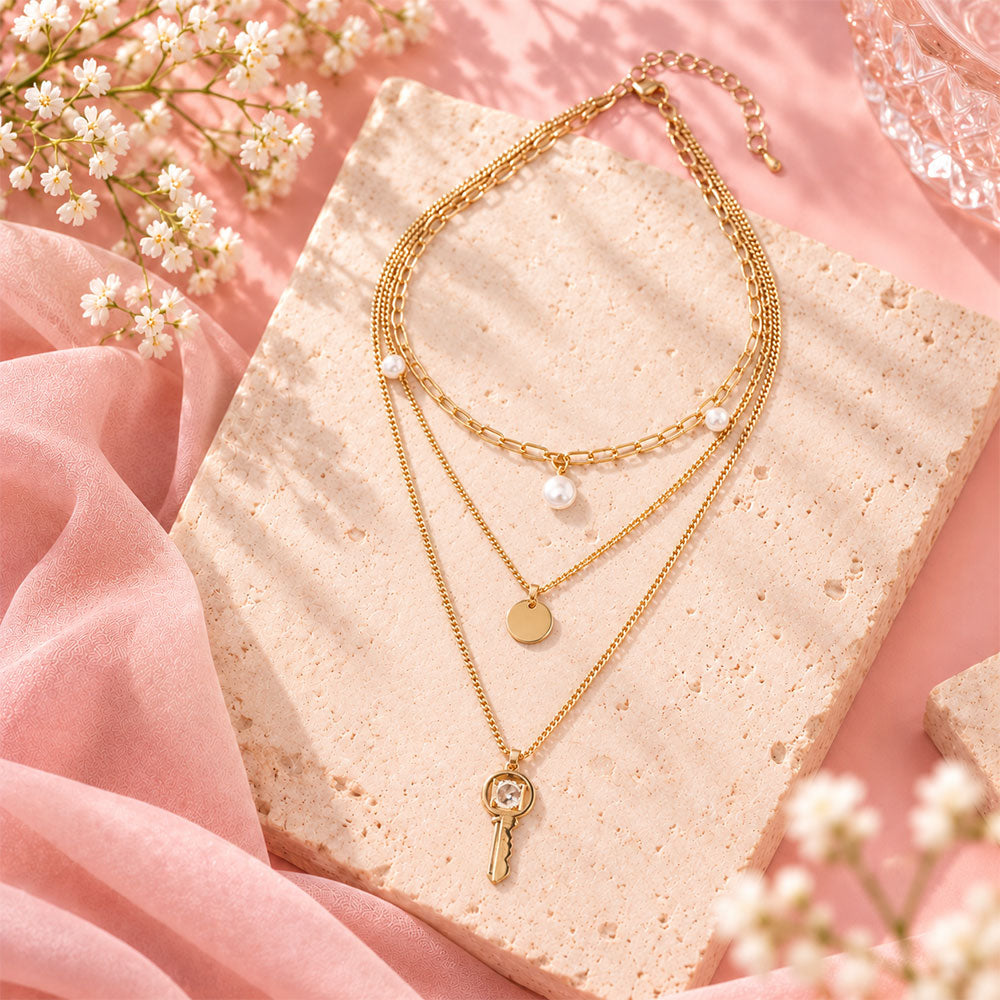 Amber Flow- golden  layered necklace